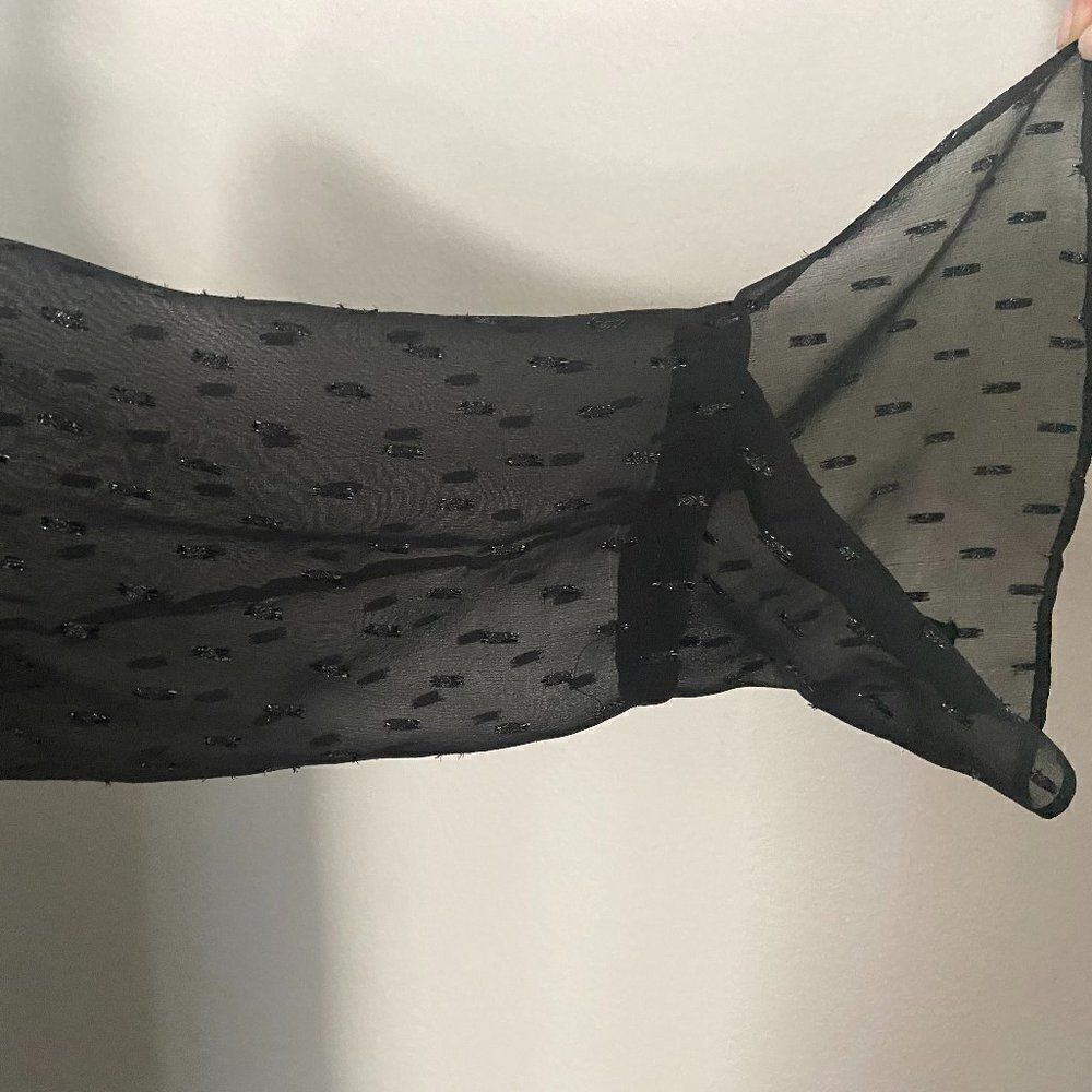 Theory Scarf Metallic Silk Long Sleeves Black Sheer Dress Size 8 - Picture 12 of 16